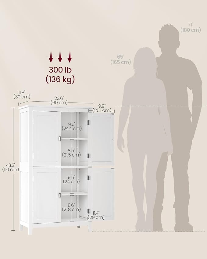 VASAGLE Floor Storage Cabinet, Freestanding Storage Unit - Image 3