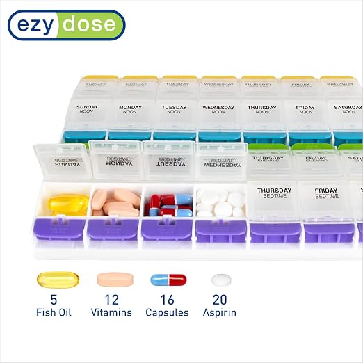 EZY DOSE Weekly Pill Organizer, Vitamin Container, and Daily Medicine Planner - Image 3