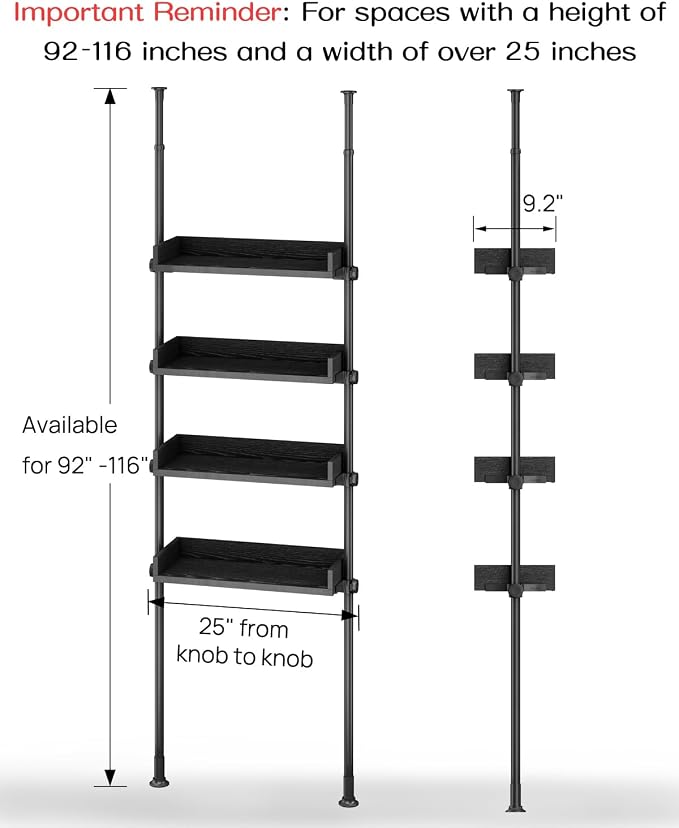 ALLZONE 4 Tier Over The Toilet Storage, Adjustable Wood Over Toilet Bathroom - Image 2