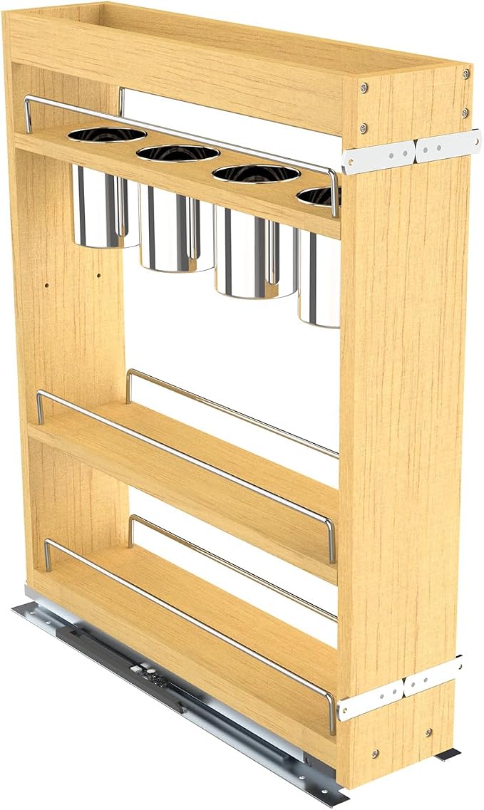 Pull Out Cabinet Organizer 5" Soft-Close Wood Pullout Shelf Organizer by Pulloutor
