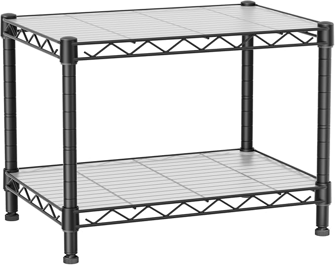 Small 2 Tier Shelves Storage Wire Shelving Unit Metal Shelf Adjustable by Golpart