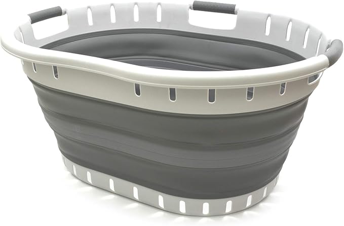 SAMMART 57L Collapsible 3-Handled Plastic Laundry Basket by SAMMART