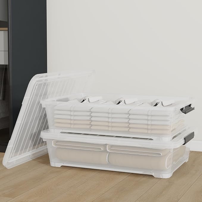 Saedy 4 Pack 40L Plastic Underbed Storage Container Box - Image 7