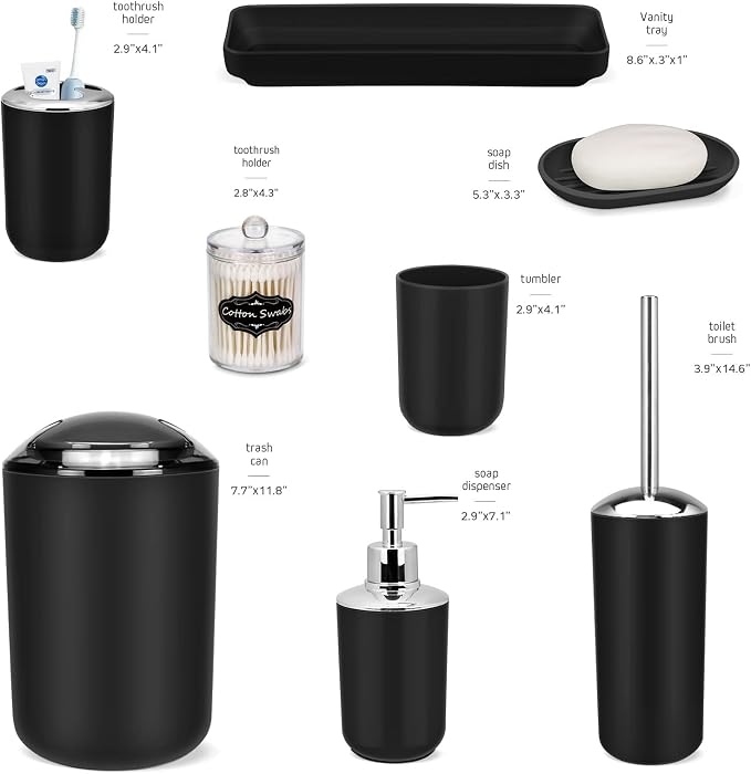 IMAVO Bathroom Accessories Set, 9 Pieces Bathroom Accessory Set, Qtip Holders - Image 3