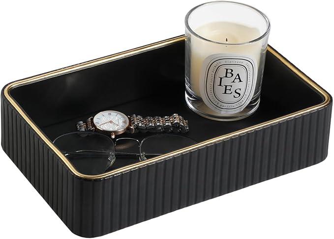 Desk Organizer Tray, PU Leather Valet Tray Nightstand Organizer Cologne Perfume by MEIBOOCH