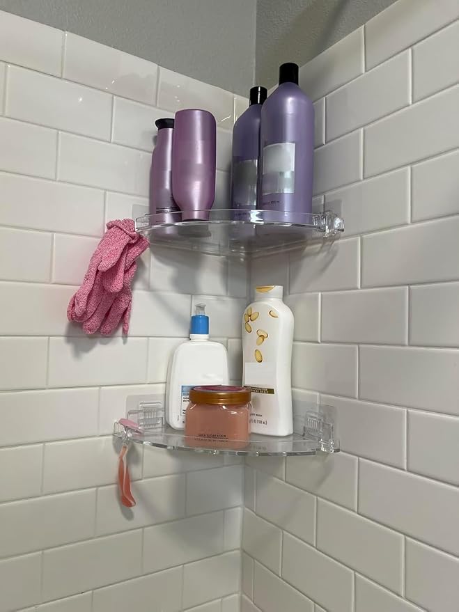 JiePai Acrylic Corner Shower Caddy Shelf - Image 4
