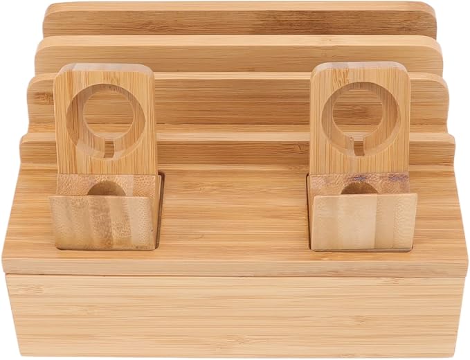 Fdit Charging Station with 5 Ports, Wood Organizer Rack with Cable Management - Image 6