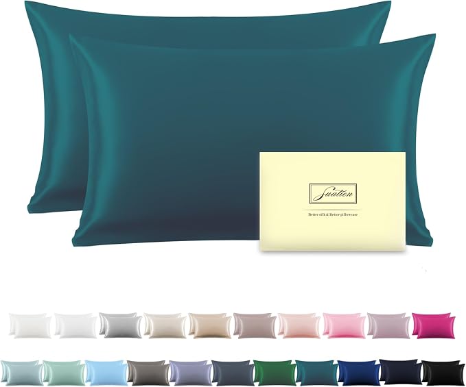 Silk Pillow Cases 2 Pack Soft Breathable and Sliky Standard Size Pillow Cases by Suatien