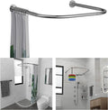U Shower Curtain Rod Adjustable Stainless Steel U Shaped Rack Drill Free Install by Tanxih