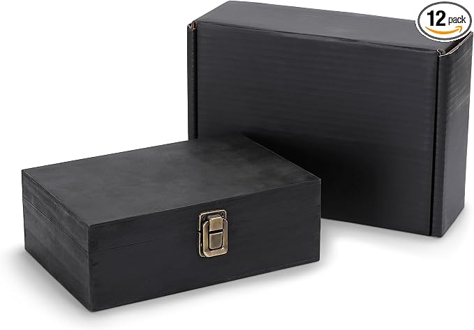 makerflo Large Black Pine Wood Memory Box by makerflo