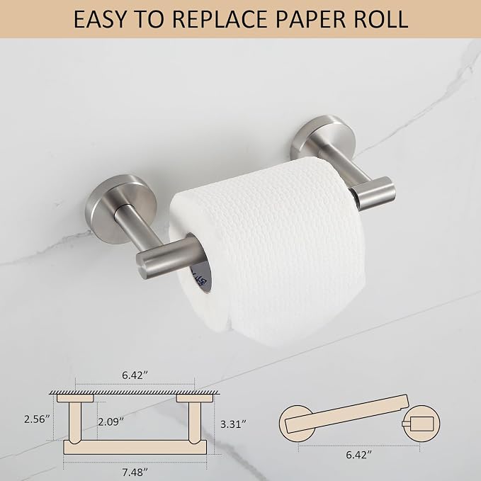 BGL Toilet Paper Holder Brushed Nickel Wall Mount, Brush Nickel Bathroom Toilet - Image 4