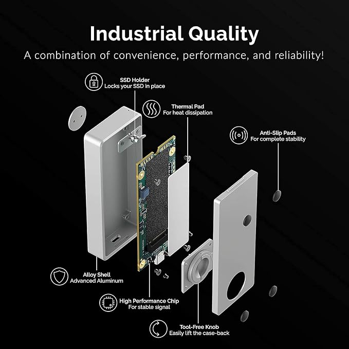 SABRENT Thunderbolt 3 Certified M.2 NVMe SSD Tool Free Solid Aluminum Enclosure - Image 5