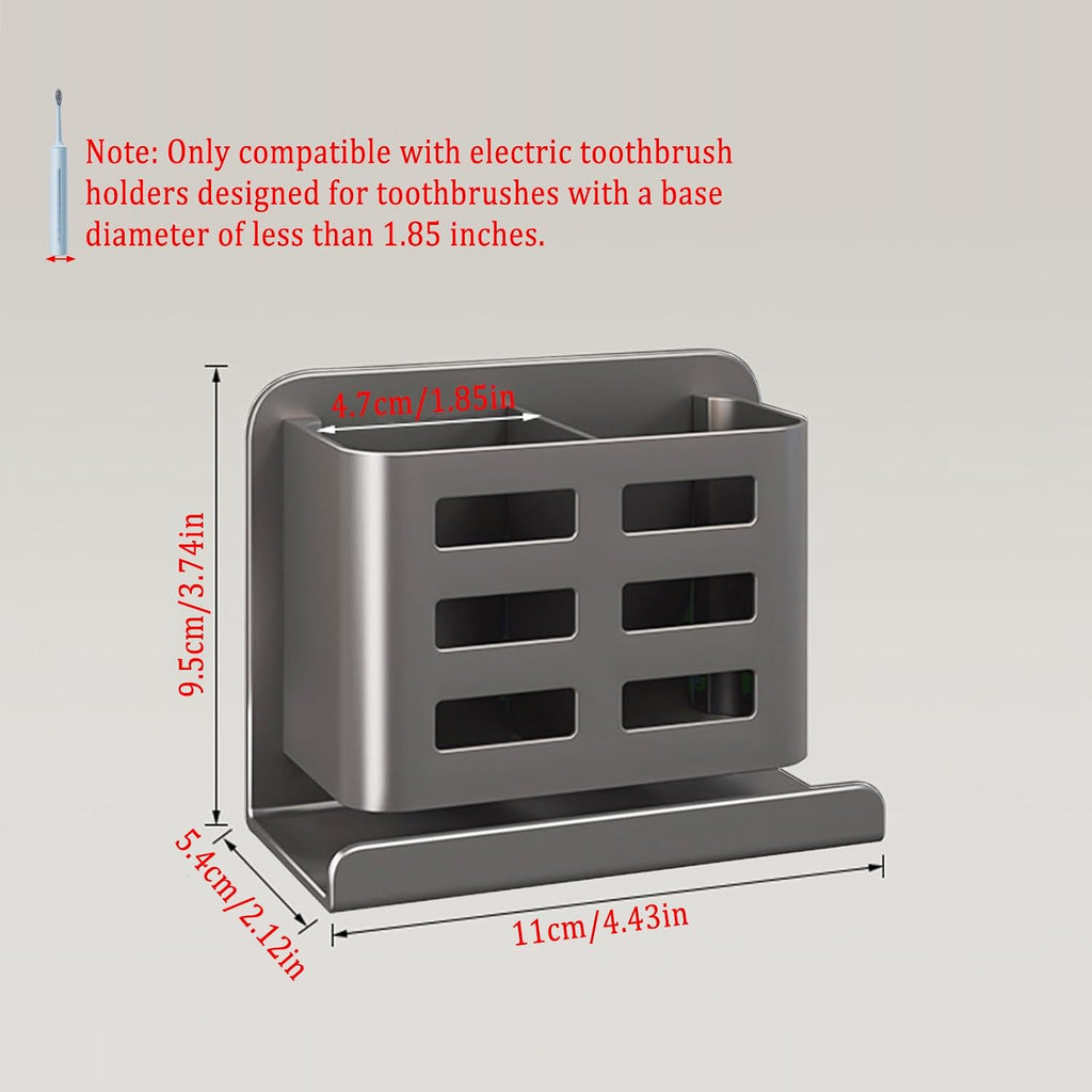 Grey Toothbrush Holder wall Mount, Aluminum,No Drilling Required