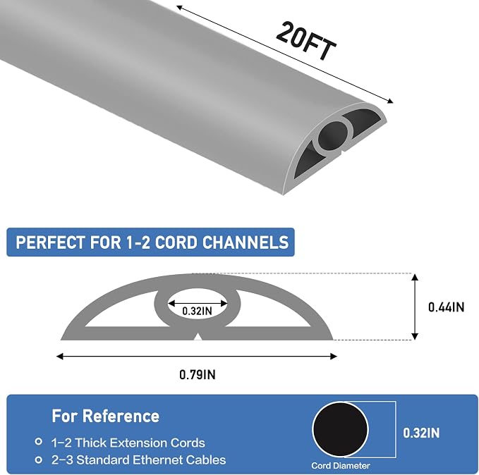 Floor Cord Cover Self Adhesive Cord Hider Floor Extension Cord Covers - Image 2