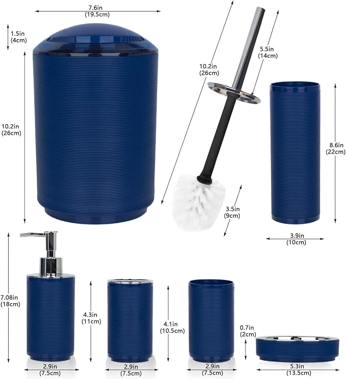 CERBIOR Bathroom Accessories Set 6 Piece Bath Ensemble Includes Soap Dispenser - Image 2