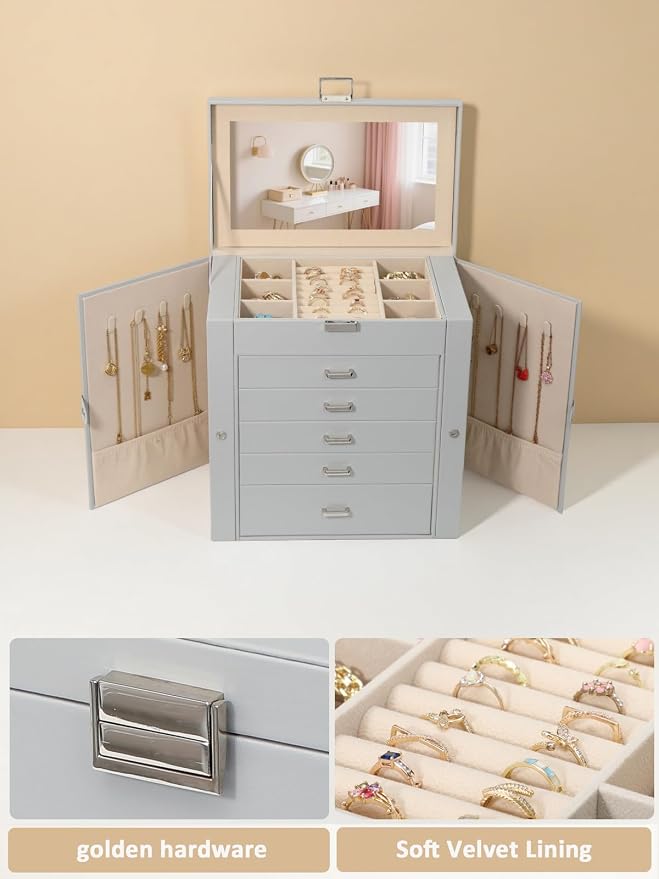BOOVO Jewelry Box For women, 6 Layer Large Jewelry Organizer - Image 2