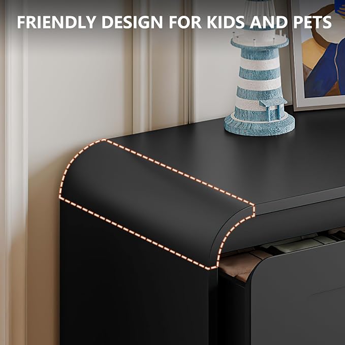 Black Dresser, Modern 6 Drawers Dressers & Chest of Drawers - Image 5