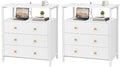 3 Wooden Drawers Nightstand, 27 Inch Wide Night Stand Set 2 by Edbuosy