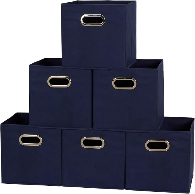 Household Essentials Foldable Fabric Storage Cubes 6-Pack – 11x11x11 Stackable by HouseholdEssentials