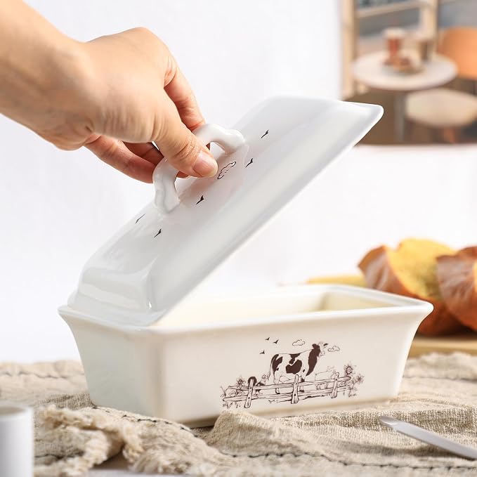 Ceramic Butter Dish with Lid Butter Keeper Butter Plate Tray - Image 4
