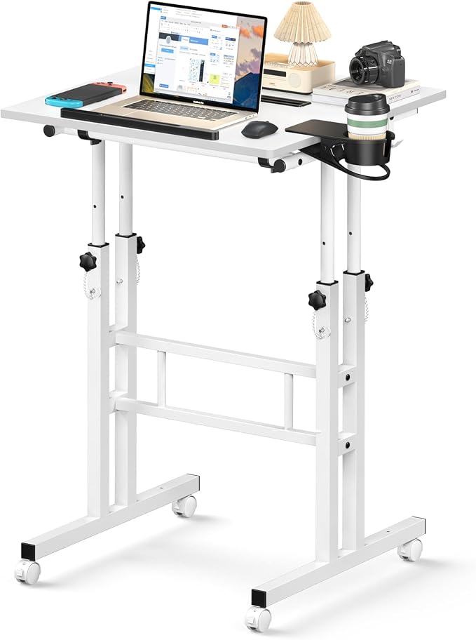 Small Standing Desk with Wheels, Mobile Stand Up Desk, Portable Standing Table by Unknown