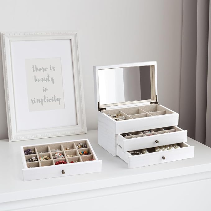 Meangood Jewelry Box Organizer for Women, 3 Layer Large Jewelry Storage Case - Image 4
