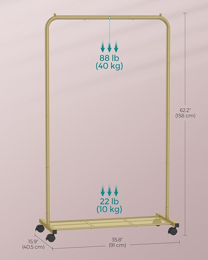 SONGMICS Clothes Rack with Wheels, Clothing Rack - Image 8