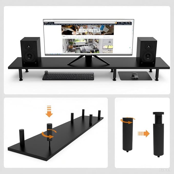 Large Dual Monitor Stand Riser 43.3IN， Home Office Storage - Image 3