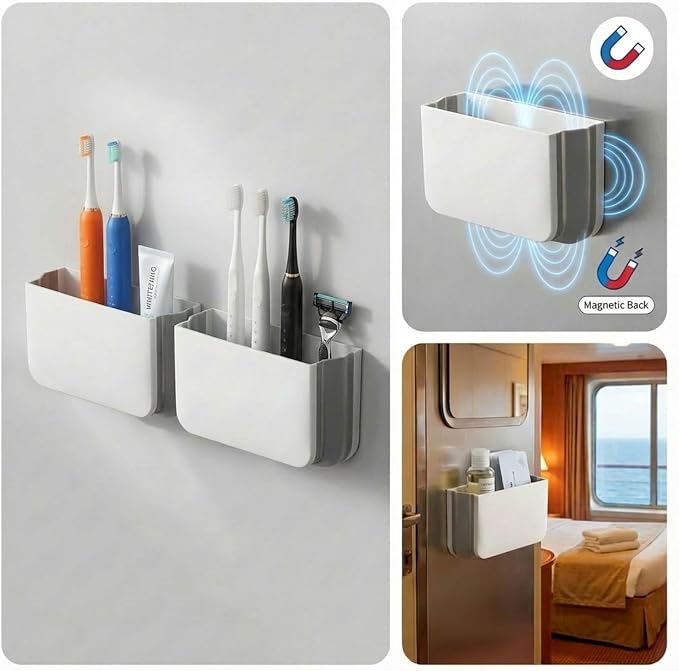 Cruise Magnetic Toothbrush Holder 2 Pack Cabin Walls, Foldable Toothbrush - Image 3