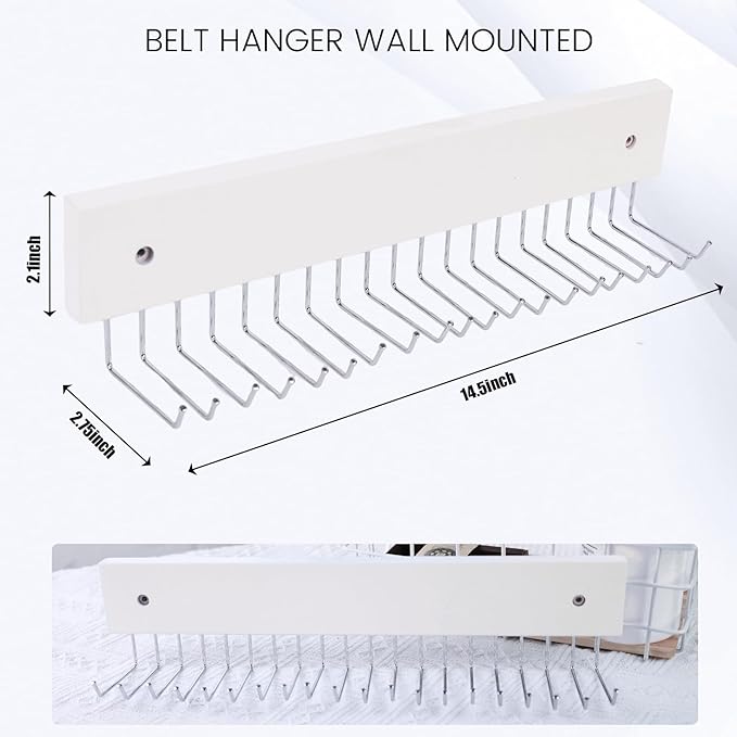 Tie Rack Wall Mounted, 180 Degree Rotating Tie Hanger Belt Holder Organizer Max - Image 2