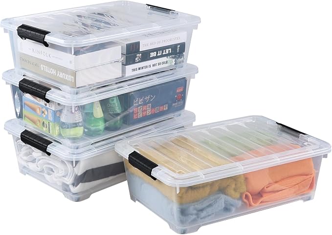 4-Pack 20 L Clear Underbed Storage Container, Plastic Under Bed Storage Box - Image 4