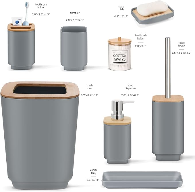 IMAVO Bathroom Accessories Set, 11 Pieces Bathroom Accessory Set, Trash Can - Image 5