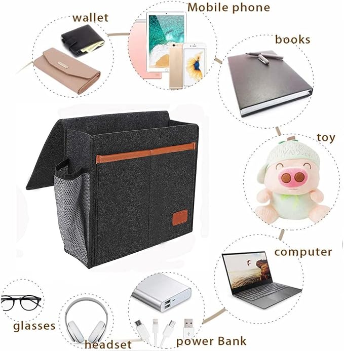 Bedside Caddy, Felt Bedside Storage Organizer, Hanging Storage - Image 4