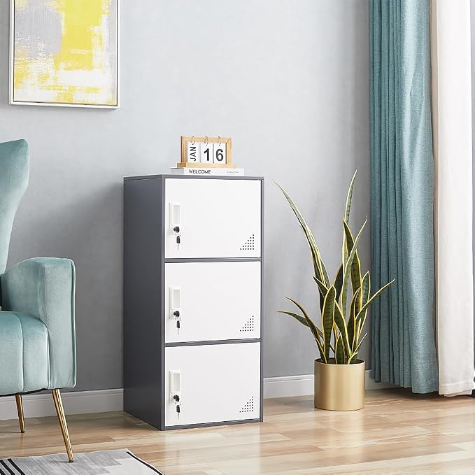 3 Door Metal Locker Steel Storage Cabinet, Office Storage Lockers - Image 6