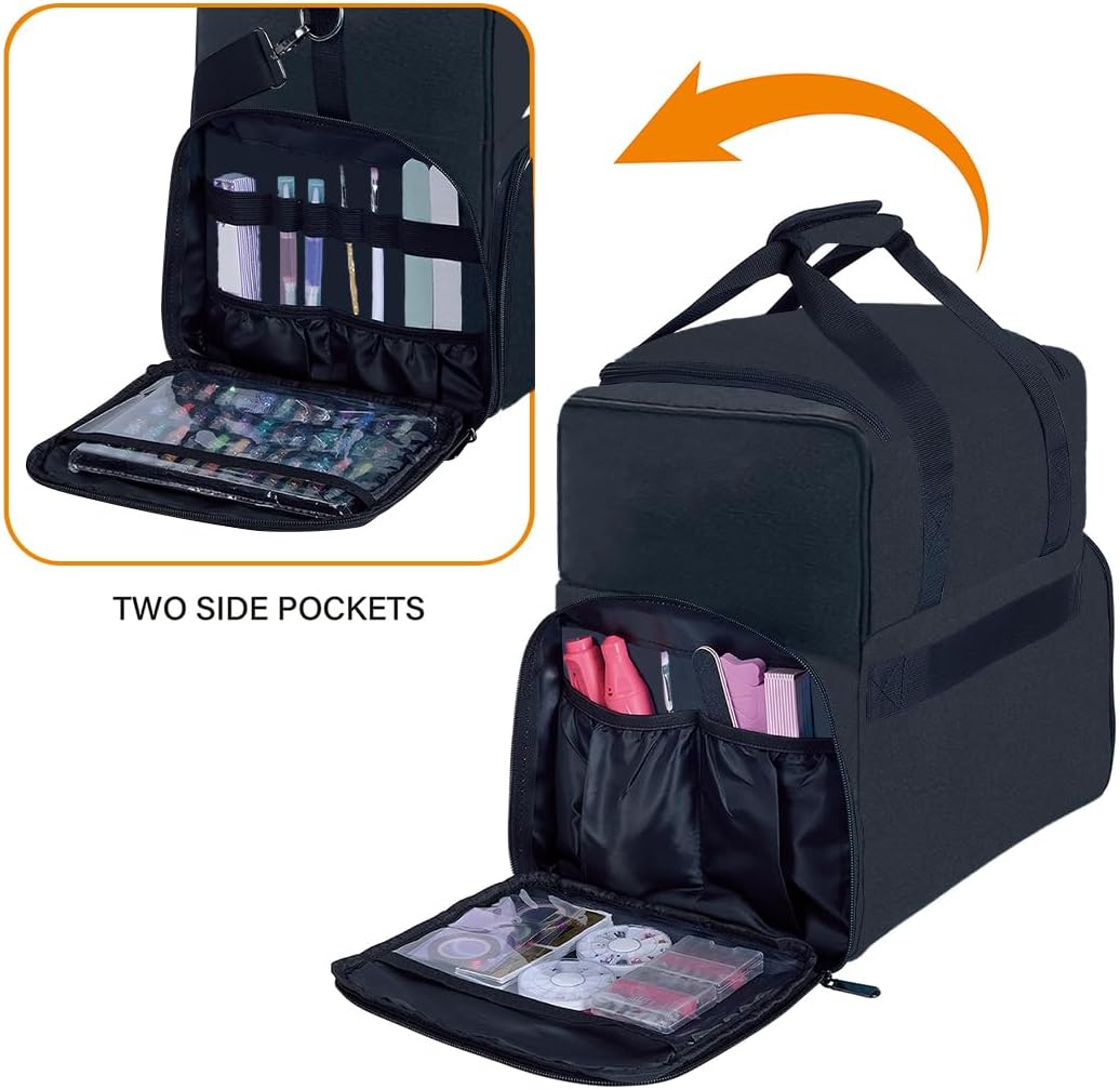 Large Makeup Bag with 3 Removable Case and 2 Removable Dividers,Black