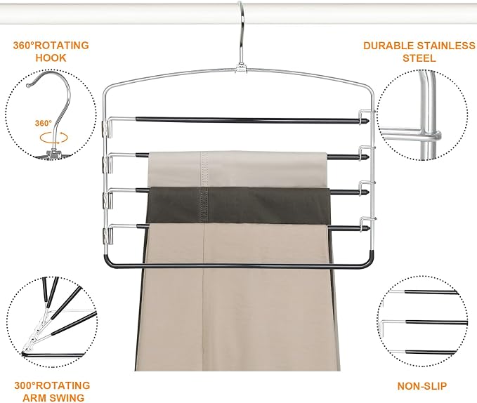 TOPIA HANGER Pant Hangers Space Saving 3 Pack Yoga Pants Leggings Hangers - Image 6