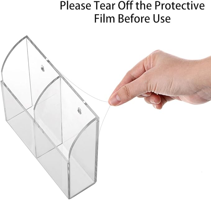 Hipiwe Wall Mount Remote Control Holder Clear Acrylic Media Organizer Storage - Image 3