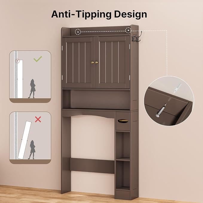 Ahomly Over The Toilet Storage Cabinet, 32.3" W Over Toilet Bathroom Organizer - Image 7