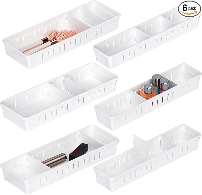 6 PCS Desk Drawer Organizer, Bathroom Drawer Organizer Trays by Pluspace