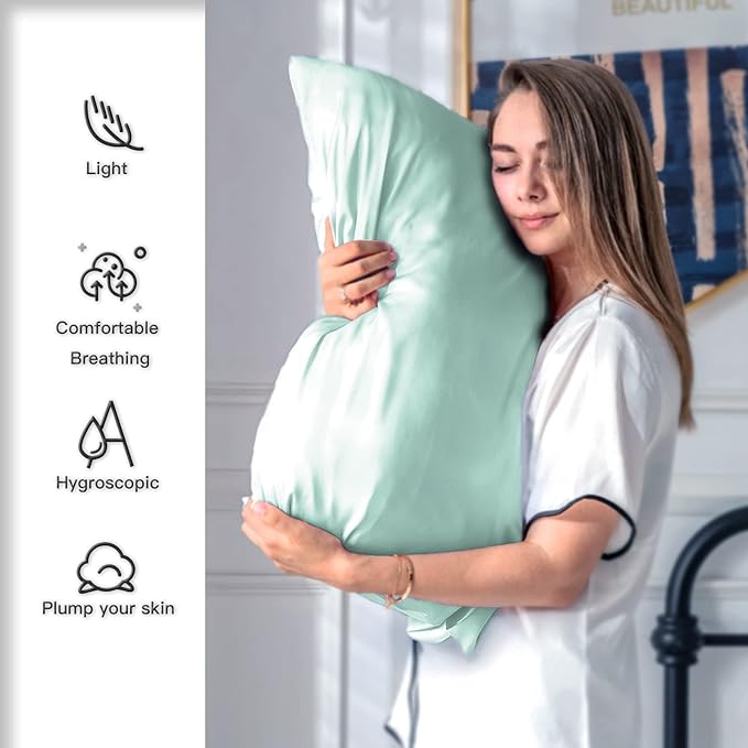Silk Pillowcase for Hair and Skin, Breathable and Sliky Silk Pillowcases King - Image 4