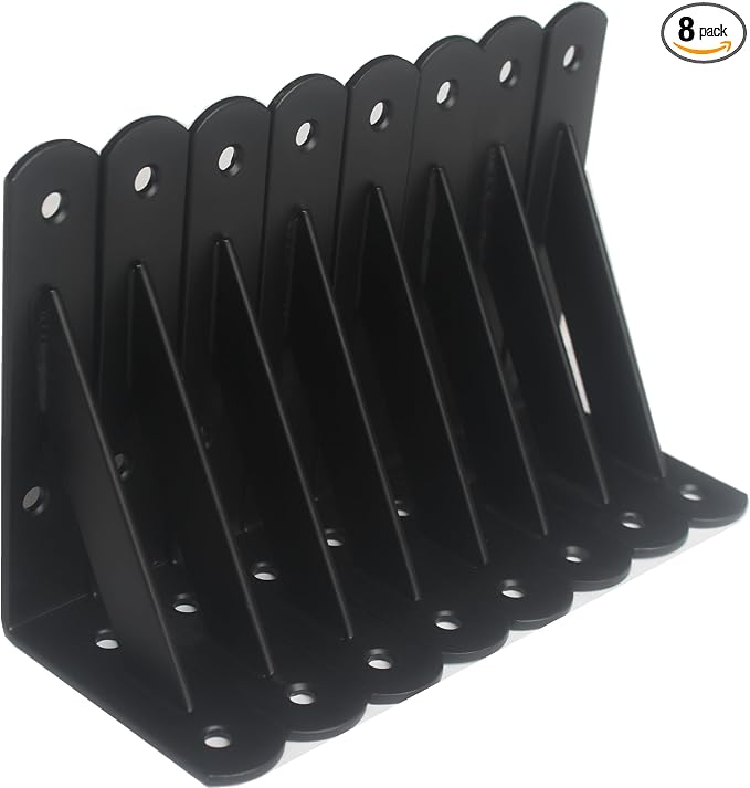8 Pack L5 x H 3" Black Heavy Duty Shelf Brackets by MHMYDZ
