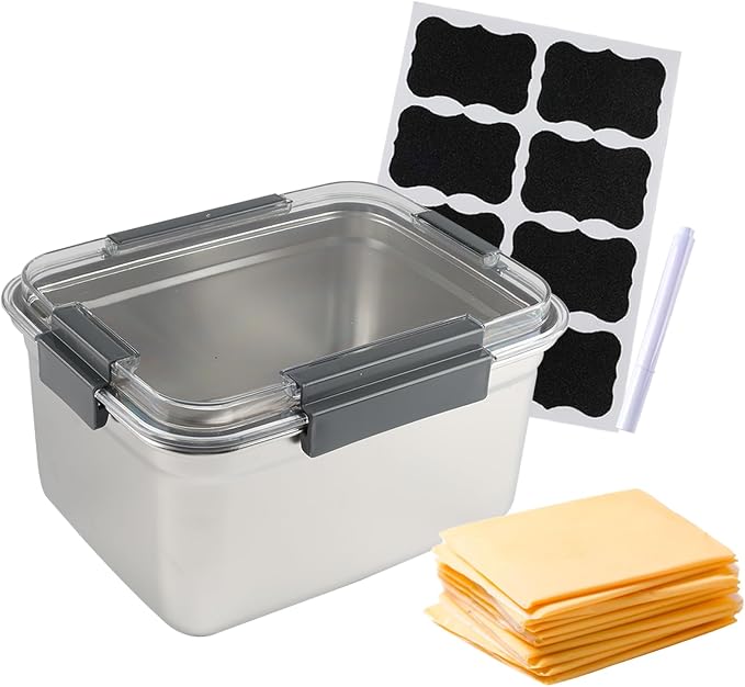 Cheese Container for Refrigerator, Stainless Steel Cheese Container by Unknown