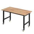 VEVOR Adjustable Workbench on Wheels, 1500 lbs Capacity, 48 x 24 Inch Oak Wood by VEVOR