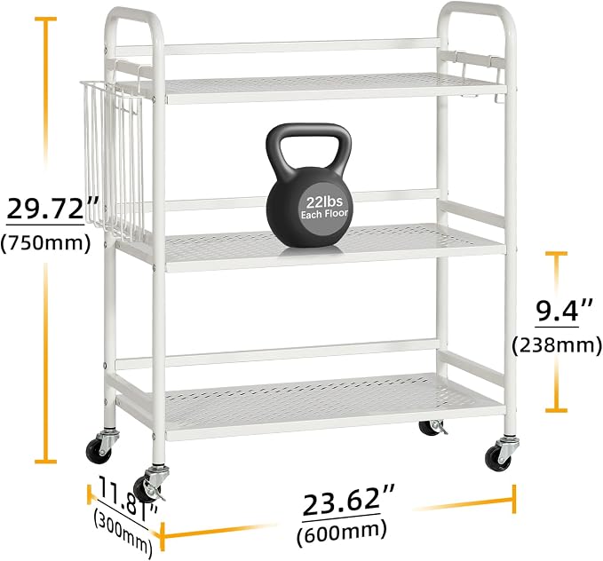 HDANI 3 Tier Metal Mesh Utility Cart, Large Capacity Multipurpose Heavy Vehicle - Image 2