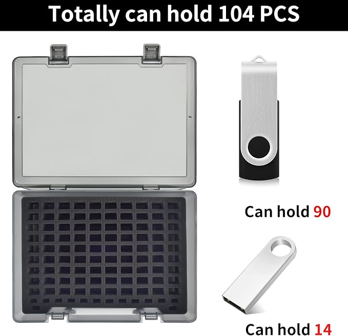 Flash Drive Case USB Memory Stick SD Card Storage Organizer- Holds 104pcs Thumb - Image 3