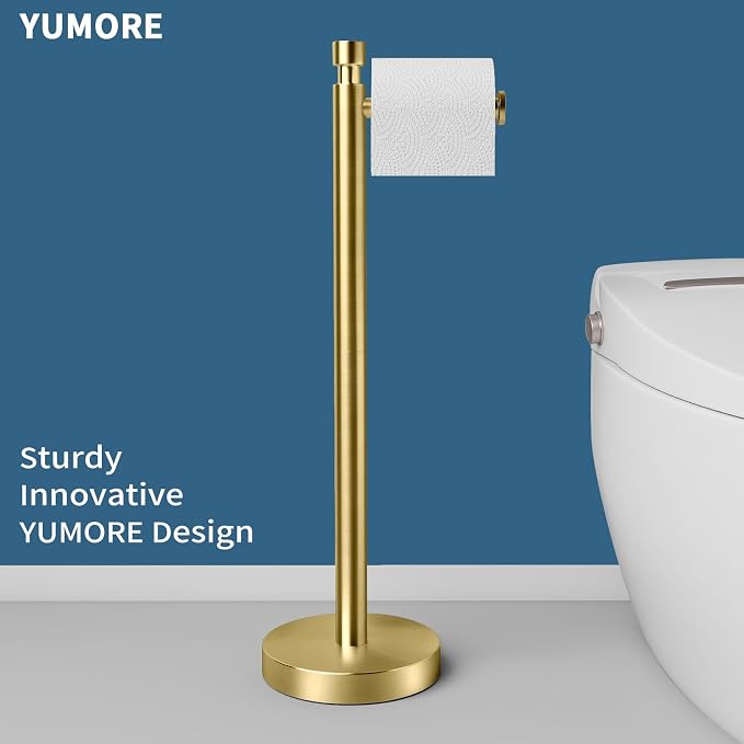 YUMORE Toilet Paper Holder Stand Freestanding, Weighted and Sturdy Stainless - Image 2