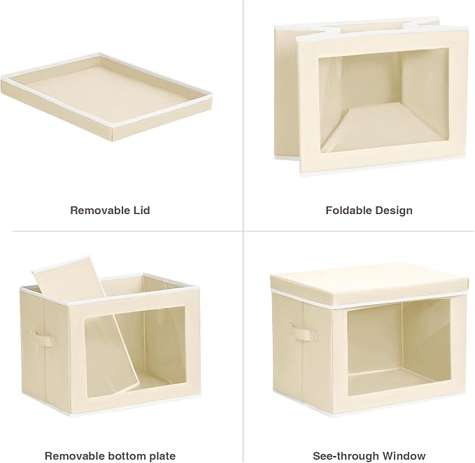 Fabric Storage Bins with Lids, Storage Cubes with Window, Decorative Storage - Image 7