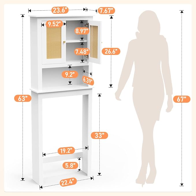 Over The Toilet Storage Cabinet, Behind Toilet Bathroom Organizer - Image 2