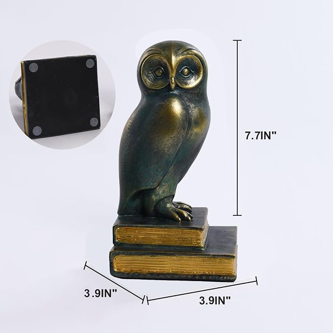 Book Ends for Shelves, Owl Decorative Bookends Bronze Bird Book Stopper Unique - Image 2