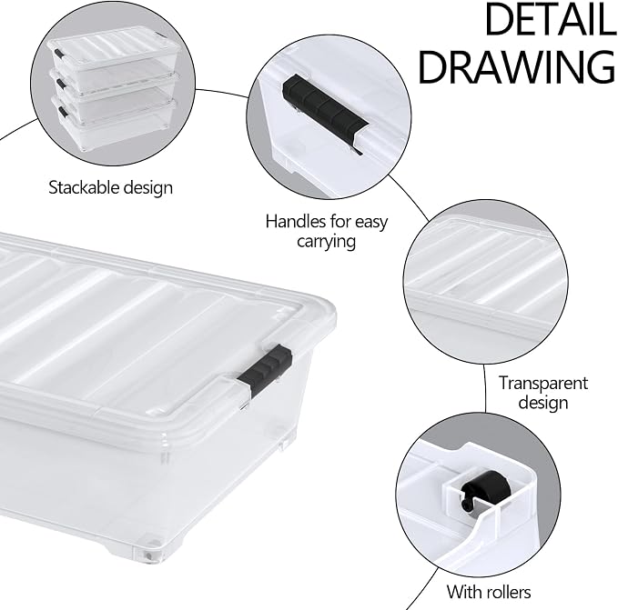 50 Quart Large Under Bed Storage Box - Image 3